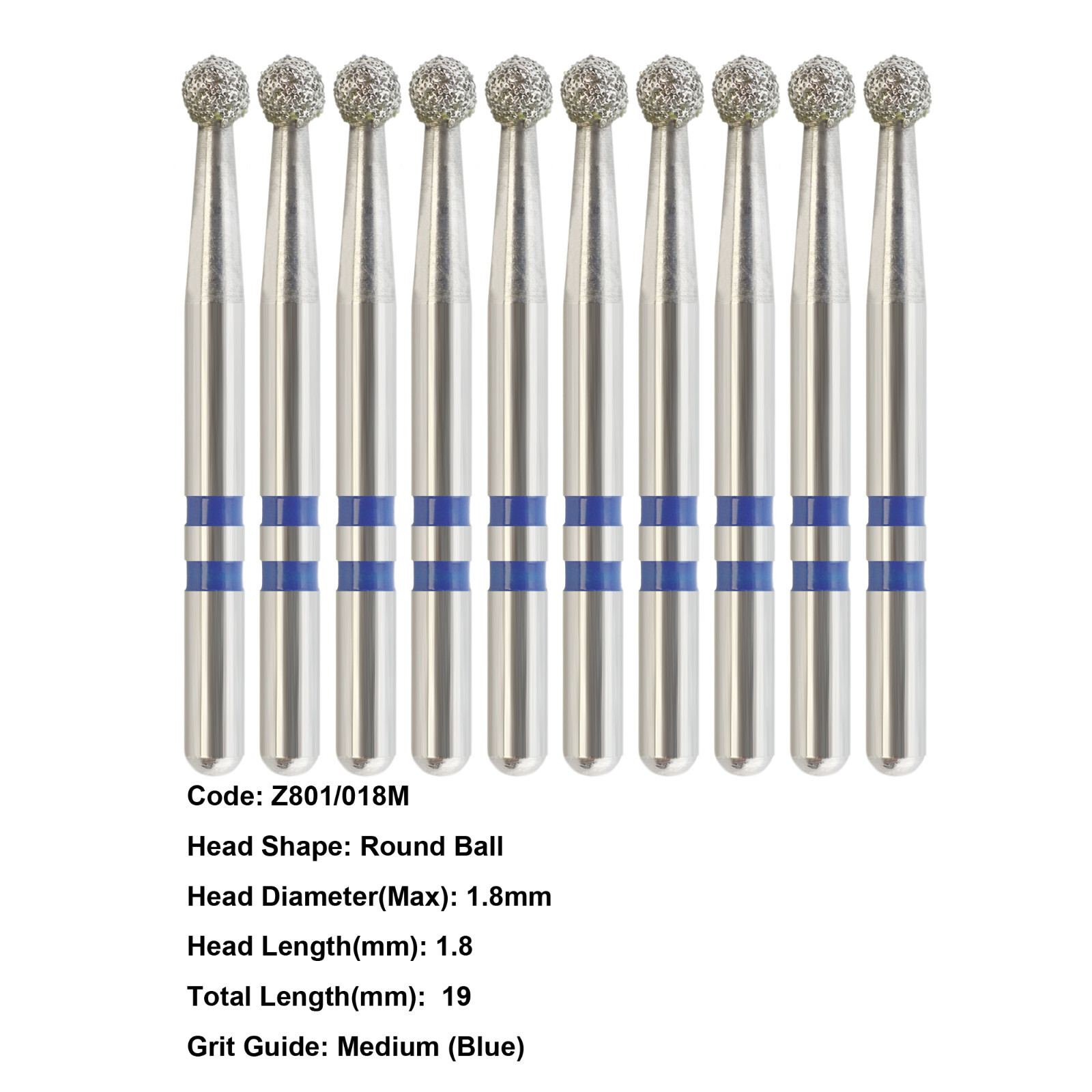 Dental Diamond Bur Zirconia Cutting Bur Round Football FG Fine Medium Grit Z856