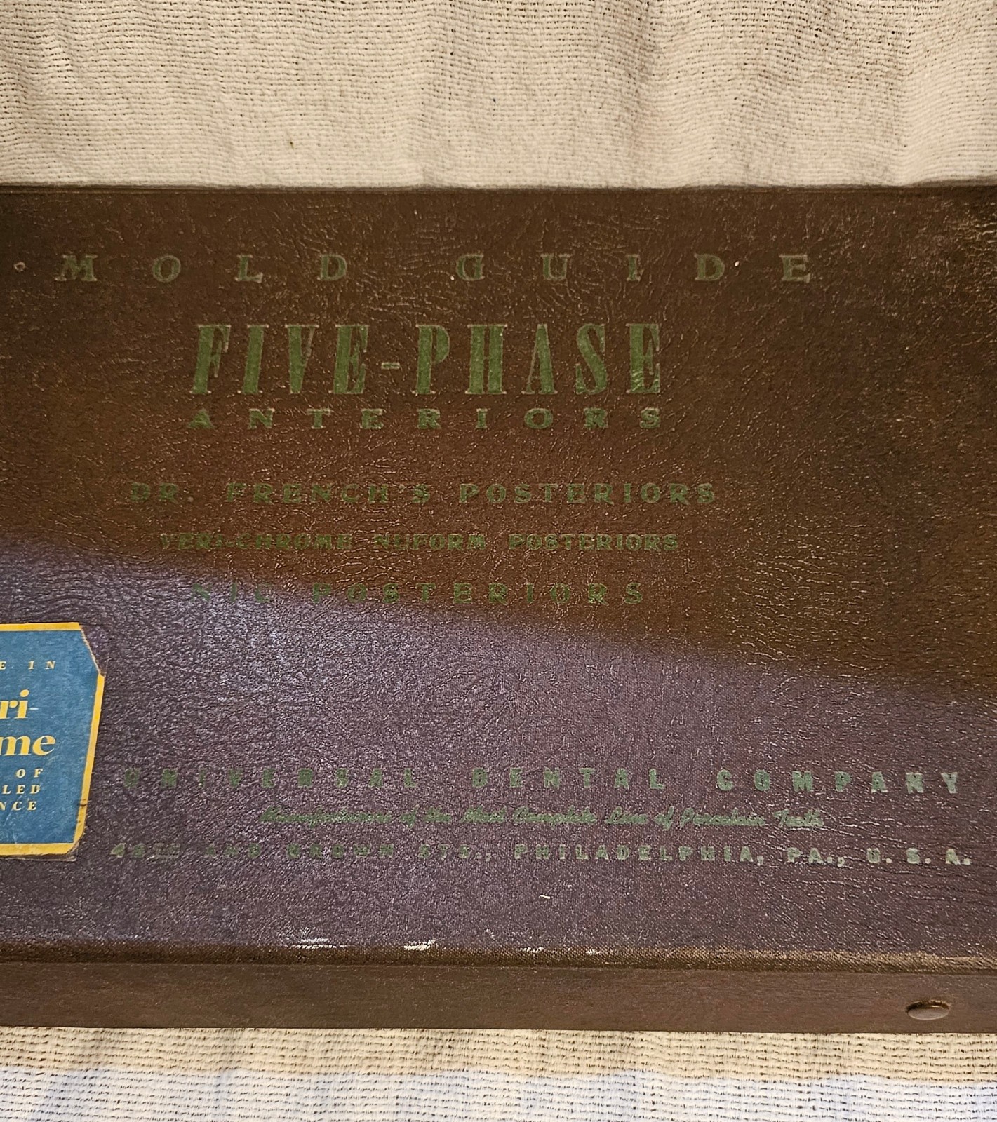 Denture Tooth Five Phase Anteriors Mold Guide Dental Lab -Vintage Veri chrome