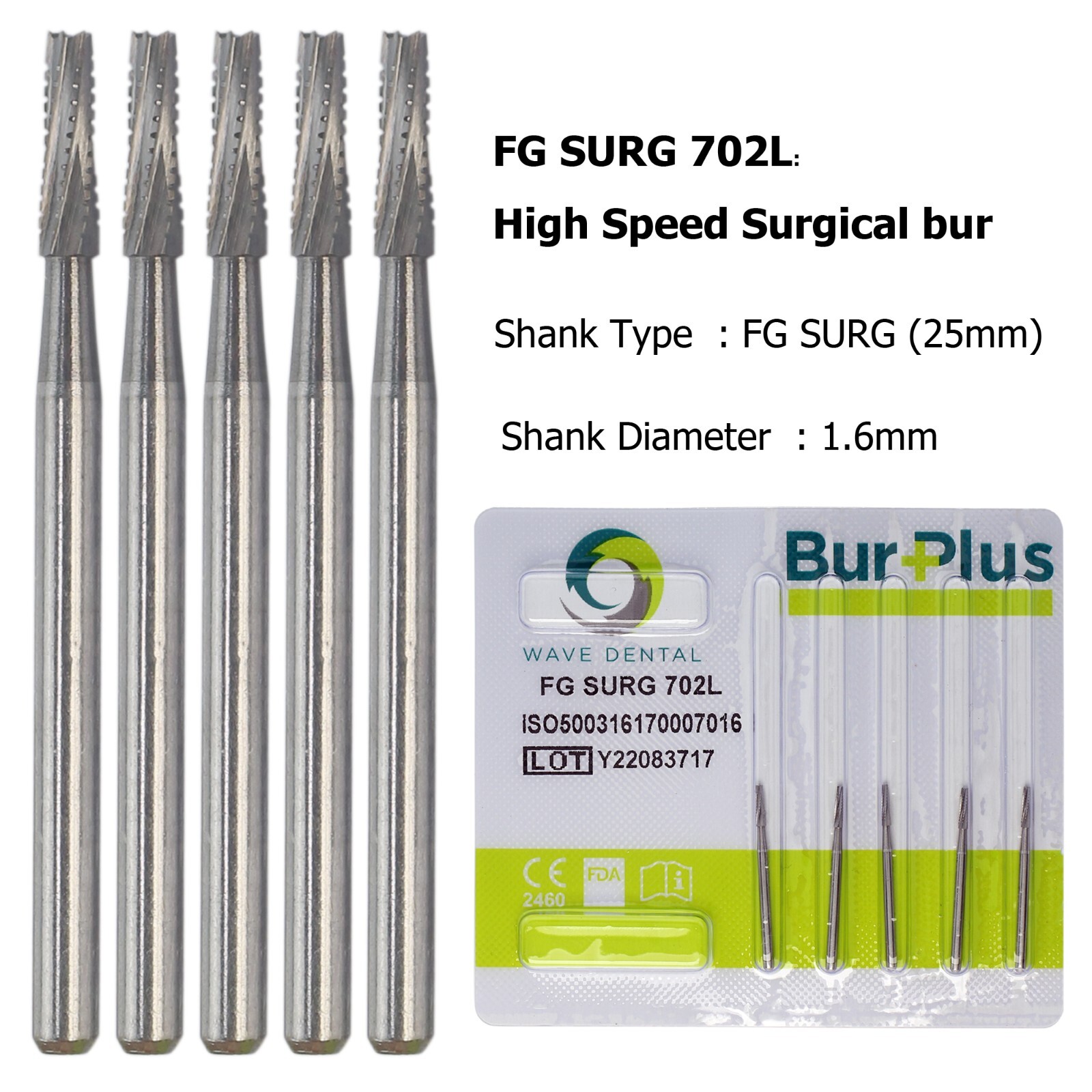 Wave Dental Surgical Burs 702L Long FG SURG FGOS SL Carbide Bur For High Speed
