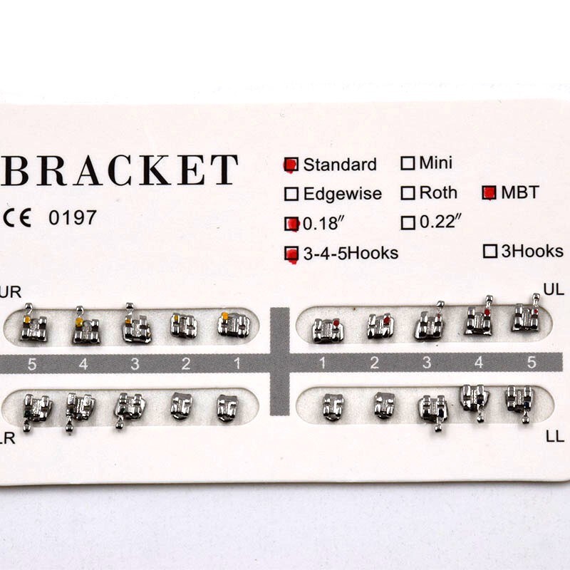 Dental Orthodontic Metal Brackets Braces .022 Hooks 345 Mini/Standard MBT/Roth