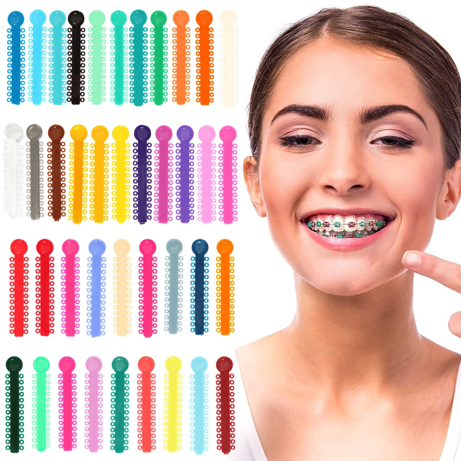 1 Bag Dental Orthodontic Ligature Ties Elastic Rubber Bands 45 Colors 1040 Pcs