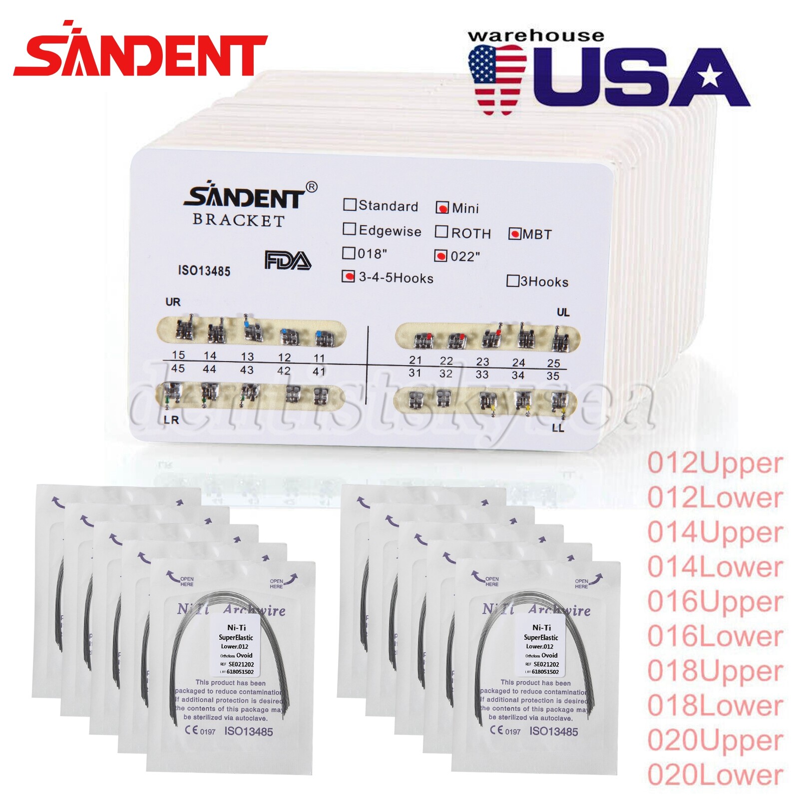 Ortodoncia Dental Arco de Alambre Niti Ronda / Brackets Mini Roth/MBT Slot.022