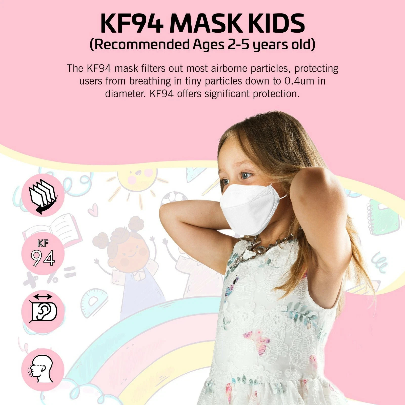 The Bio U&I Adjustable KF94 XXS Toddler Kids Korean Face Mask You & I Age 2 to 5