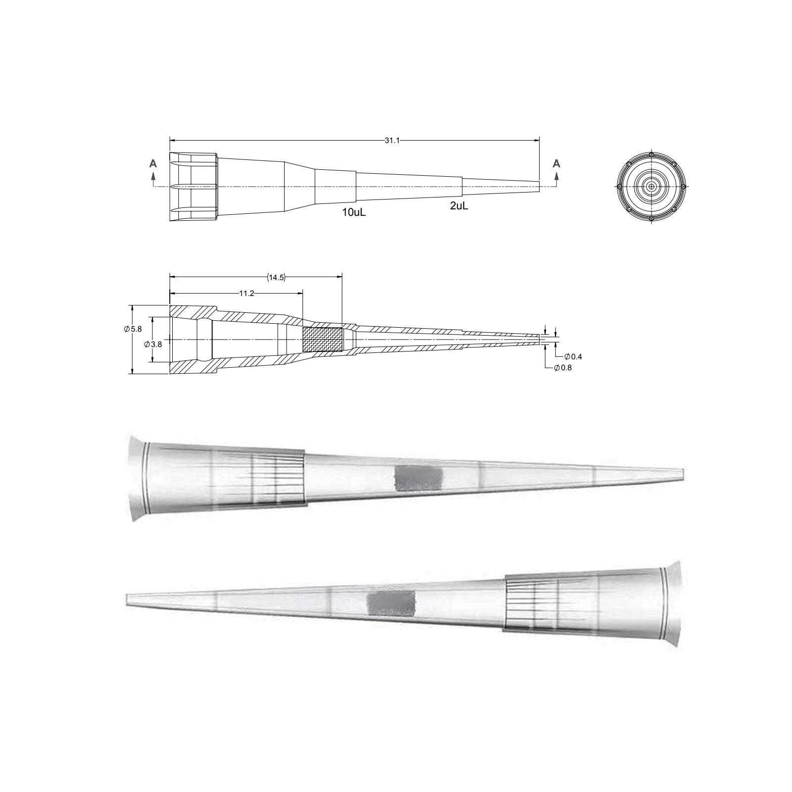 UNIVERSAL 10UL FILTERED PIPETTE TIPS – PRECISION LAB SUPPLIES, EXP 1/27