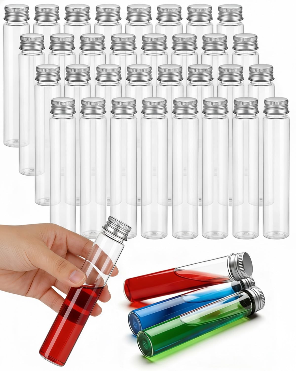 Clear Test Tubes 36 Pack with Caps, Transparent Plastic Tubes for Candy, Bath…