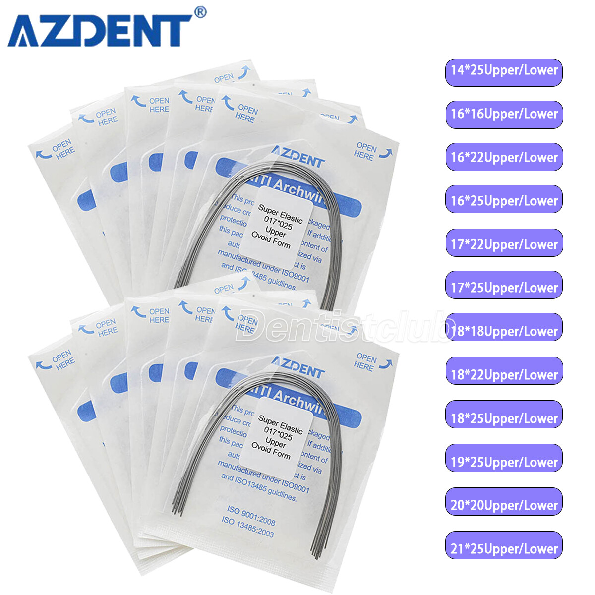 10Bag AZDENT Dental Orthodontic Super Elastic Niti Arch Wires Rectangular Ovoid