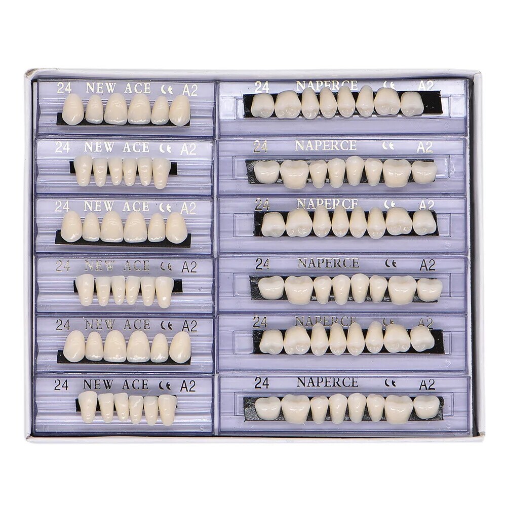 168PCS Acrylic Resin Denture Dental Upper Lower Shade A1 A2 A3 Teeth Set USA