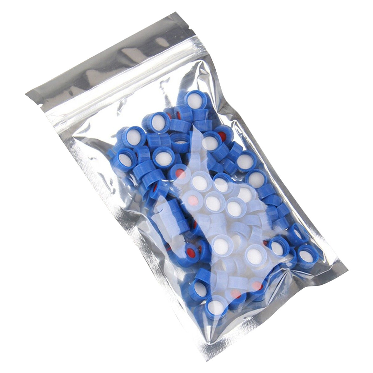 9mm Blue Screw Caps Teflon/Rubber Liner Red PTFE for 9-425 LAB Vials HPLC/GC