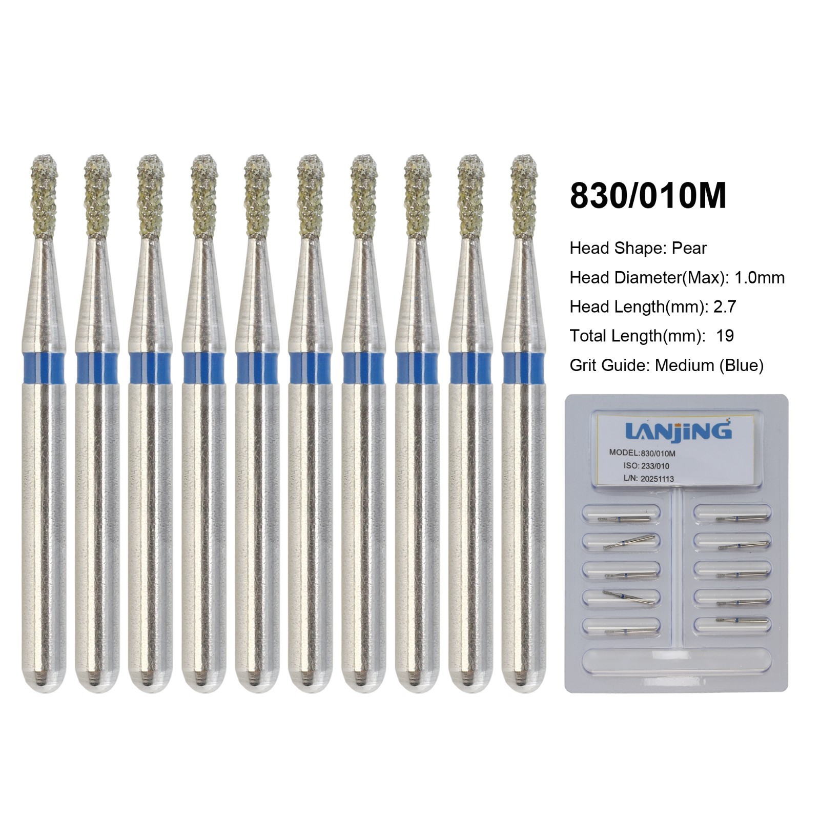 Wave Dental Carbide Bur FG 330 245 557 Pear Diamond Bur 830/008 010 High Speed
