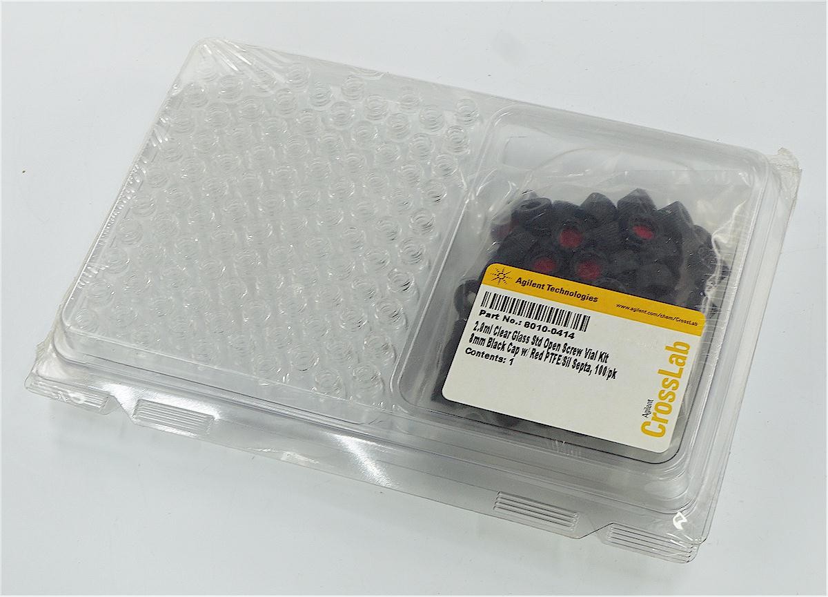 Agilent 8010-0414 Screw Top Vials 2 ml/8mm/PTFE/Silicone 100/pk Chromatography