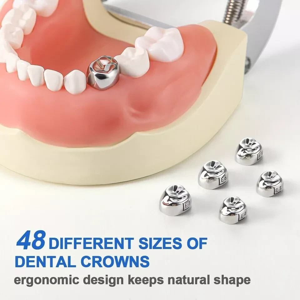 5Pcs Dental Stainless Steel Kids Primary Molar Crowns Pediatric crown 48 Size