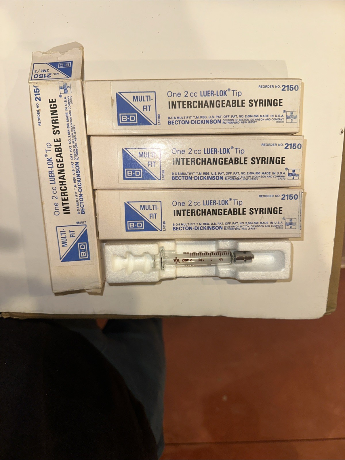BD Multifit 2cc Glass Reuseable Syringe w/ Metal Luer-Lock Tip extra pusher