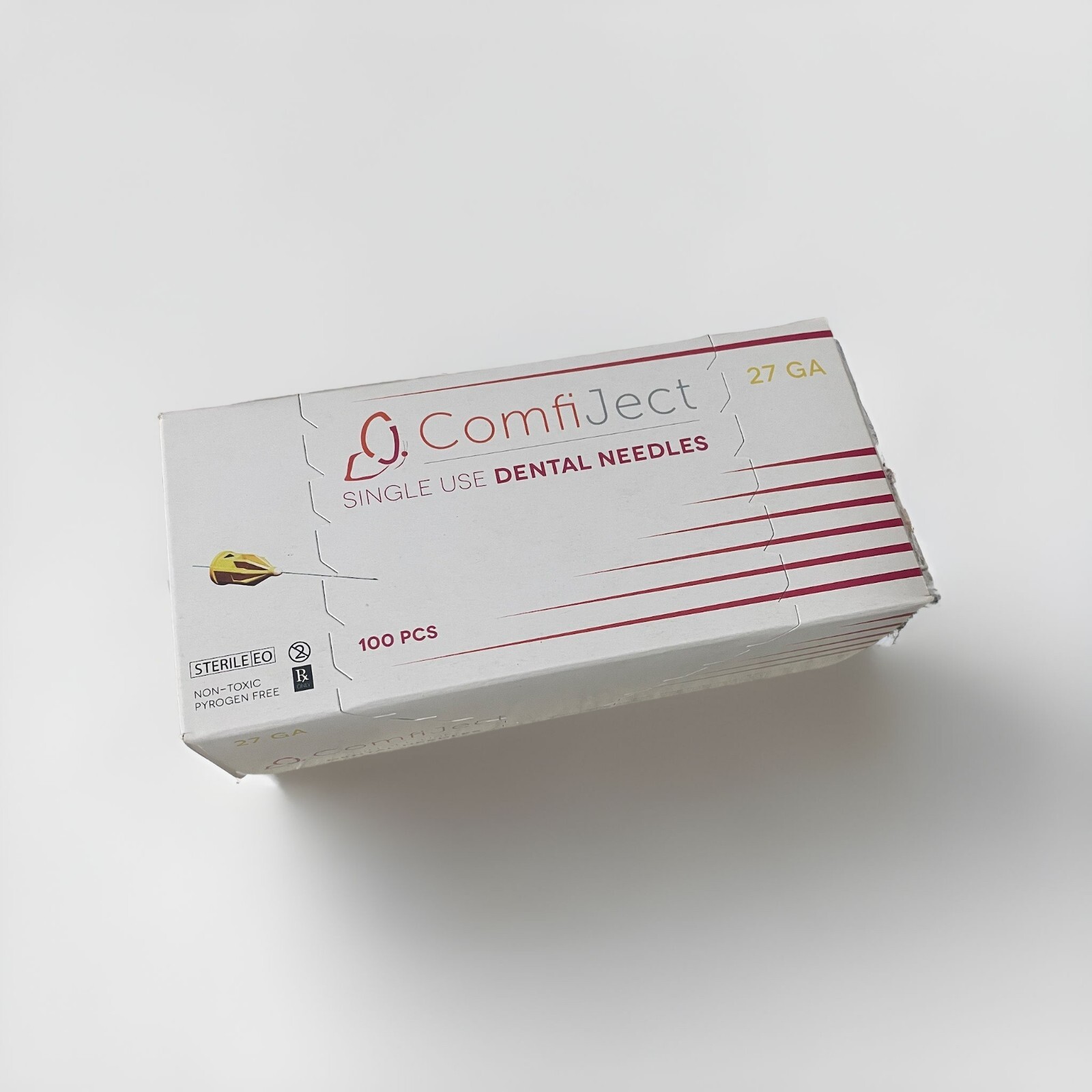 27ga Long Dental Needle Yellow Plastic Hub Disposable 100pcs/Box