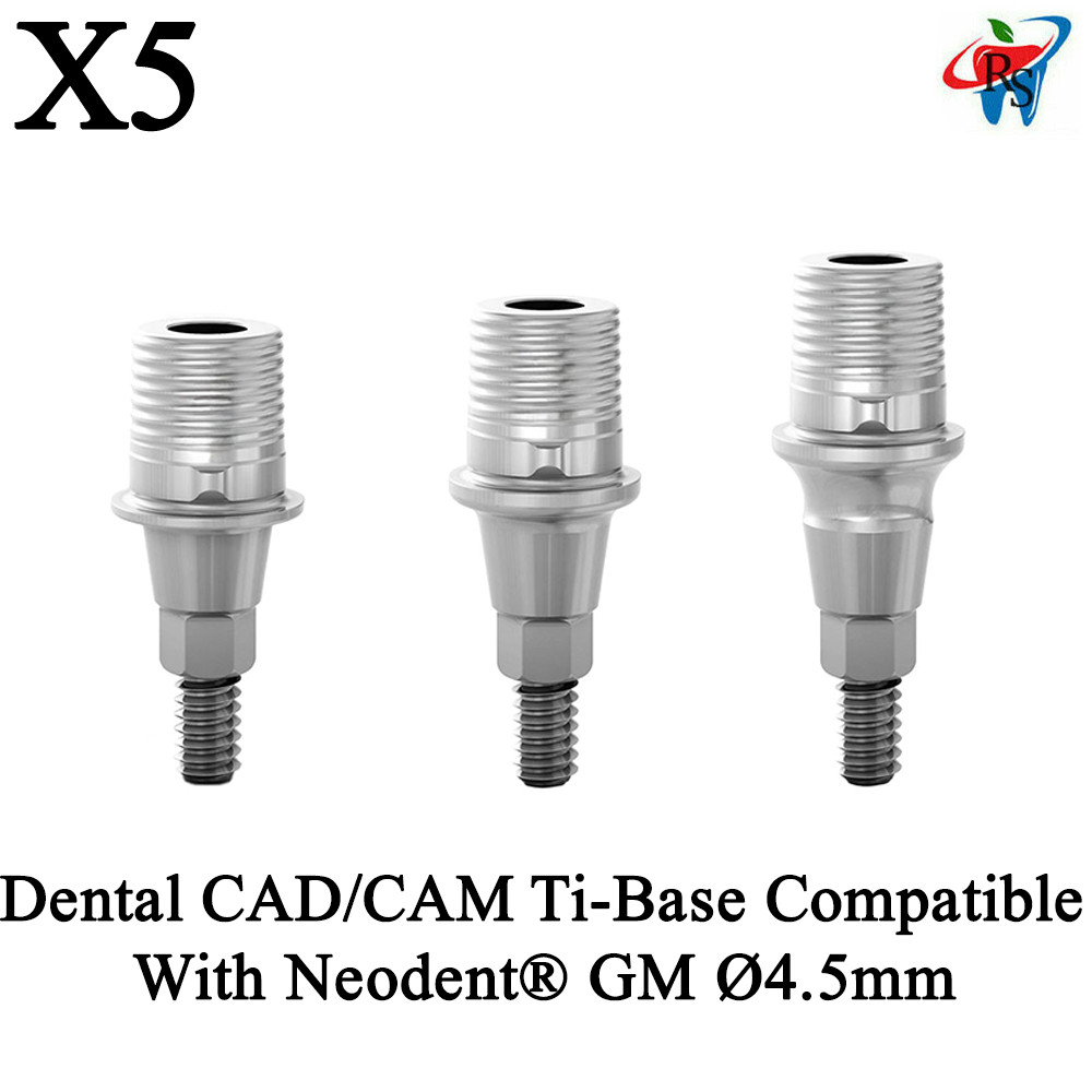 5pcs Dental CAD/CAM Anti Rotational Ti Base Compatible With Neodent® GM Ø4.5mm