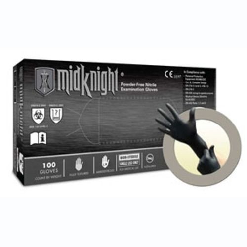 MidKnight Nitrile Exam Gloves: X-Small, 100/Bx, Black, Powder-Free