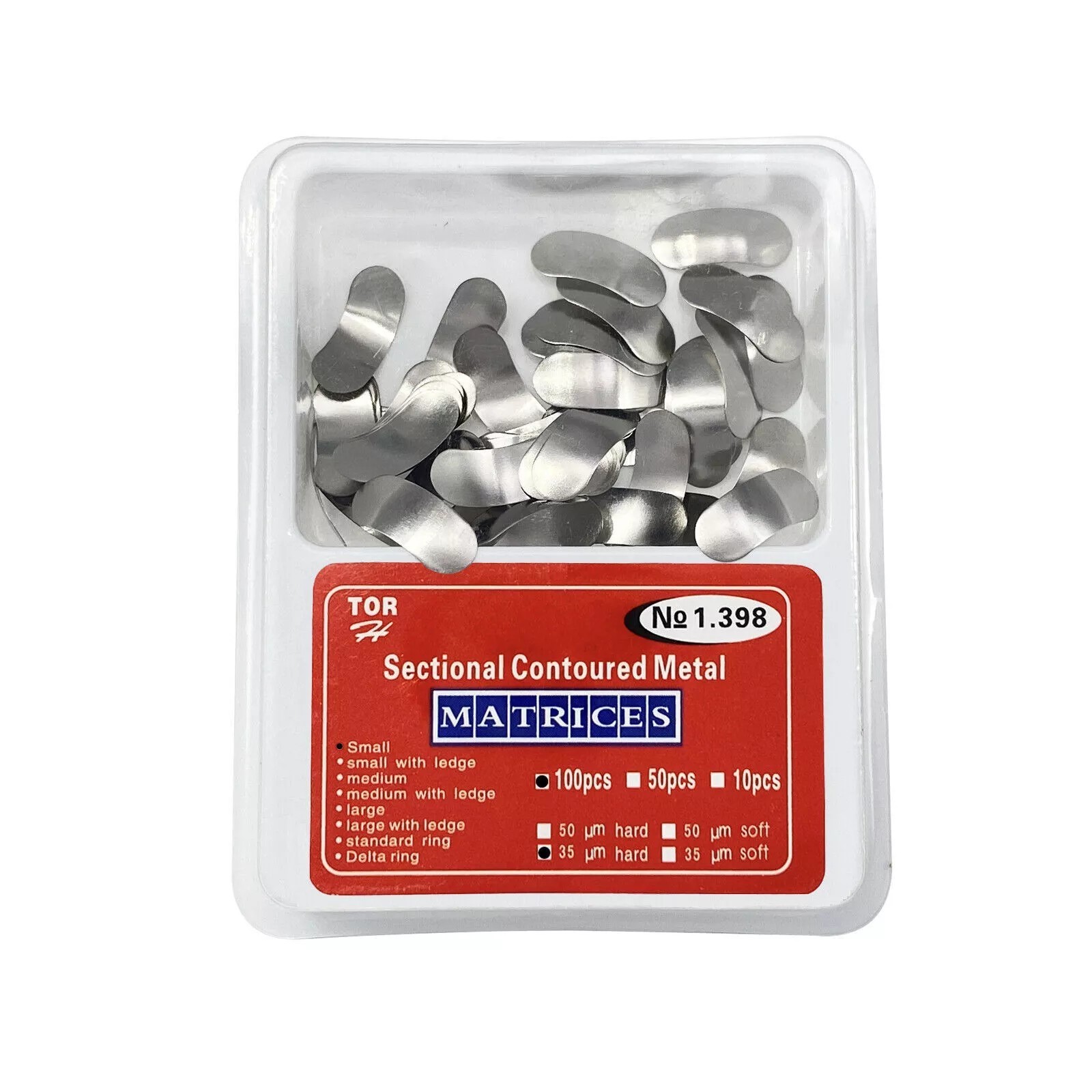 100 Pcs/Box Dental Metal Matrices Refill Matrix Band Sectional Contoured Ledge