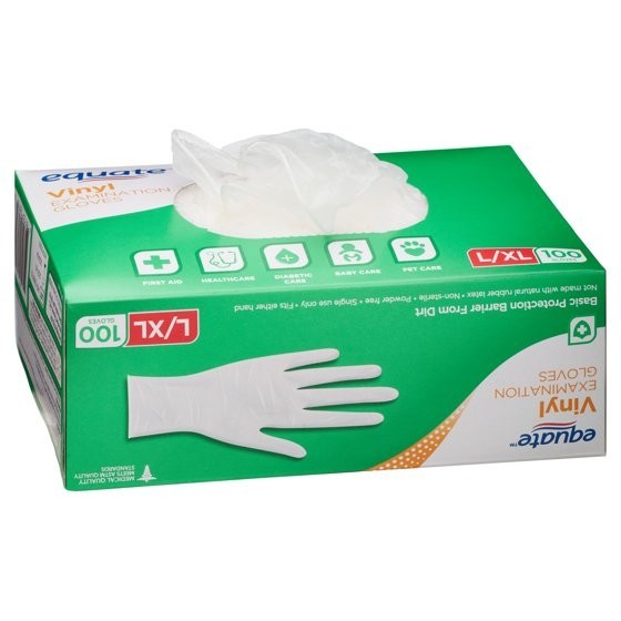 Vinyl Examination Gloves L XL 100 Count Disposable Powder Free Non Latex White