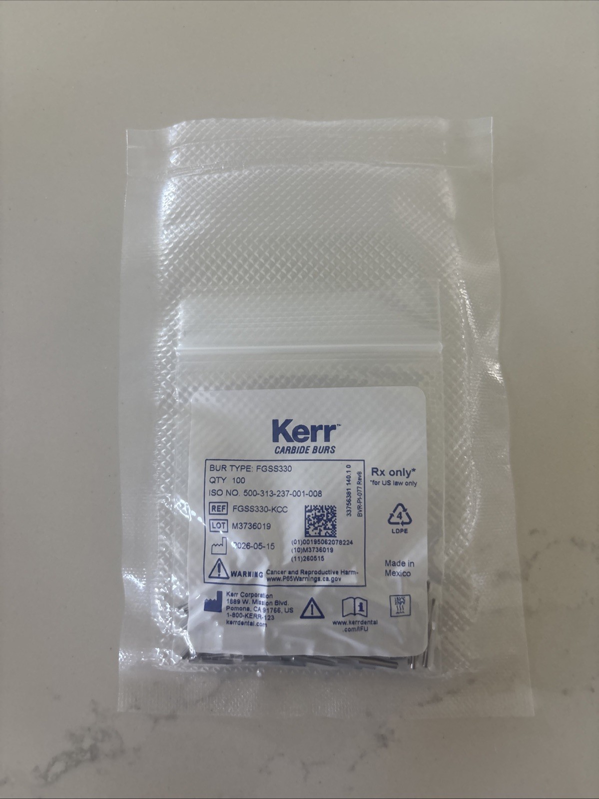 Kerr FGSS330 Carbide Bur Clinic Pack Of 100