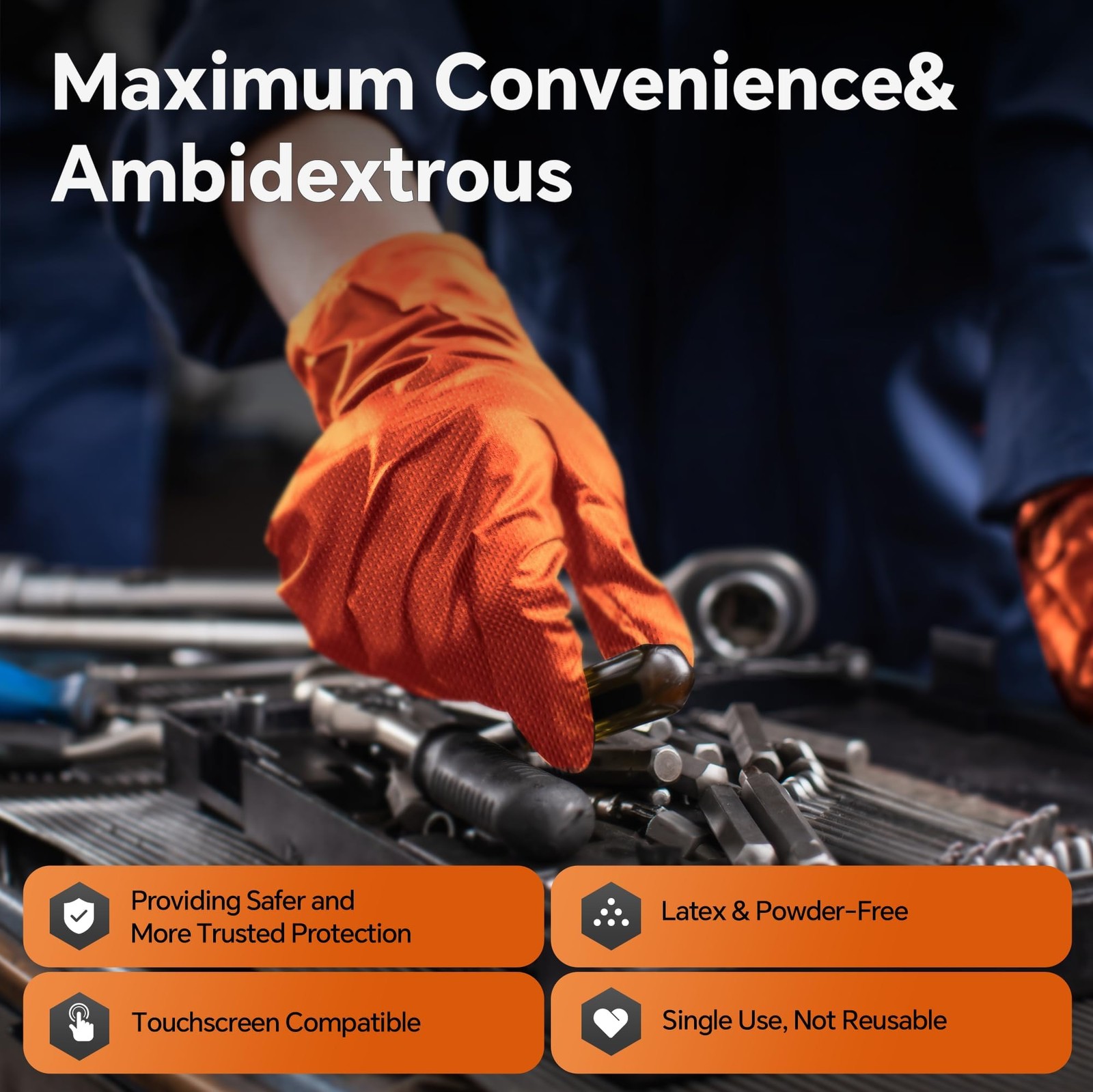 10mil Nitrile Gloves Thick,Industrial Disposable Gloves with Diamond Textured…
