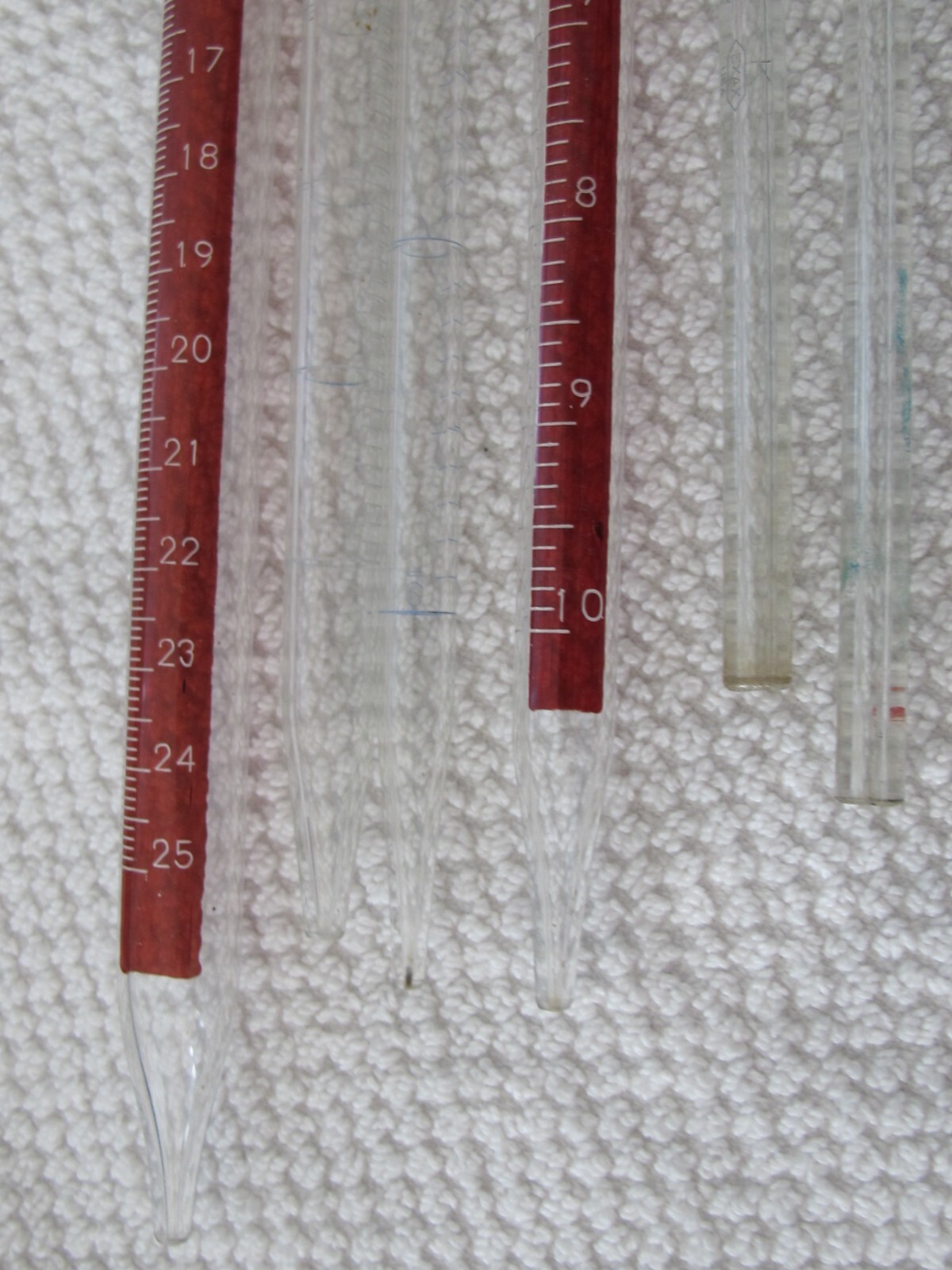 Vintage PYREX & EXAX Glass TD Serological Pipet TD 25ml 10ml 5ml 1ml LOT NICE!!!