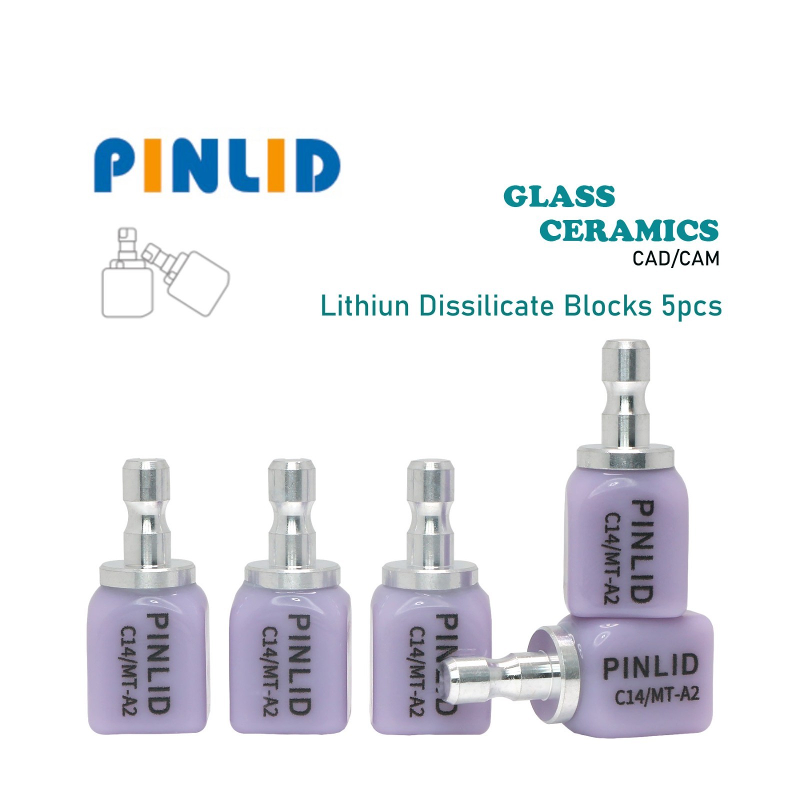 US Stock C14 MT-A2 Dental Glass Ceramic Lithium Dislicate CAD/CAM Cerec Blocks