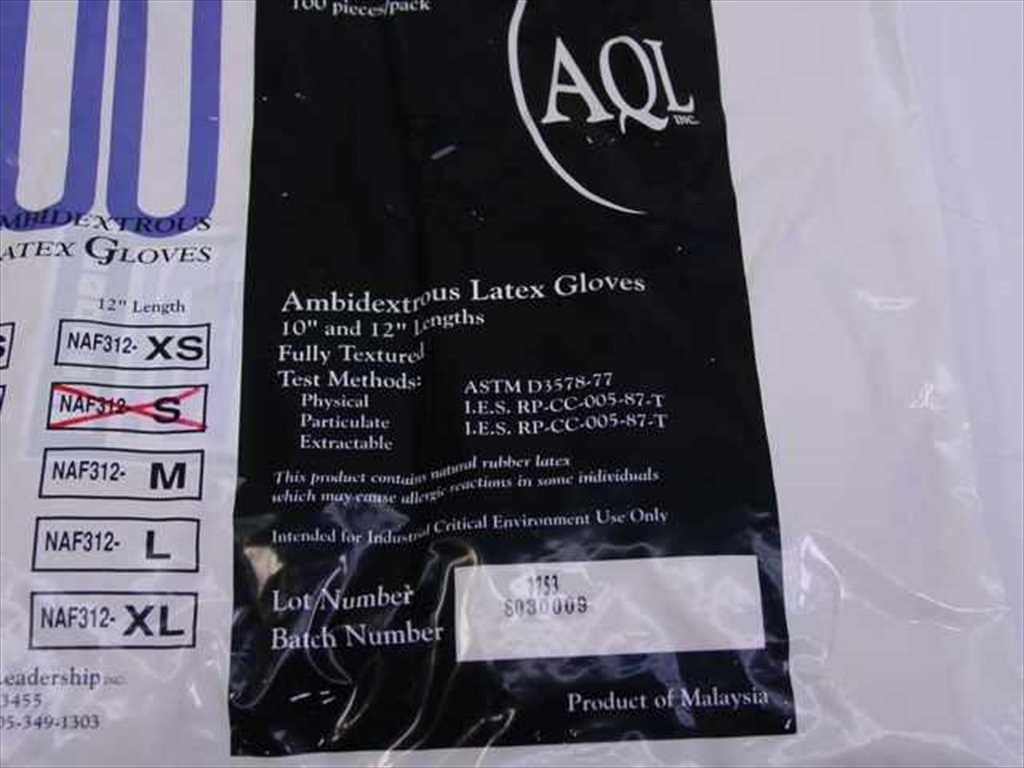 ALQ 100 Pack SMALL Ambidextrous Latex Gloves – New Sealed Bag NF312