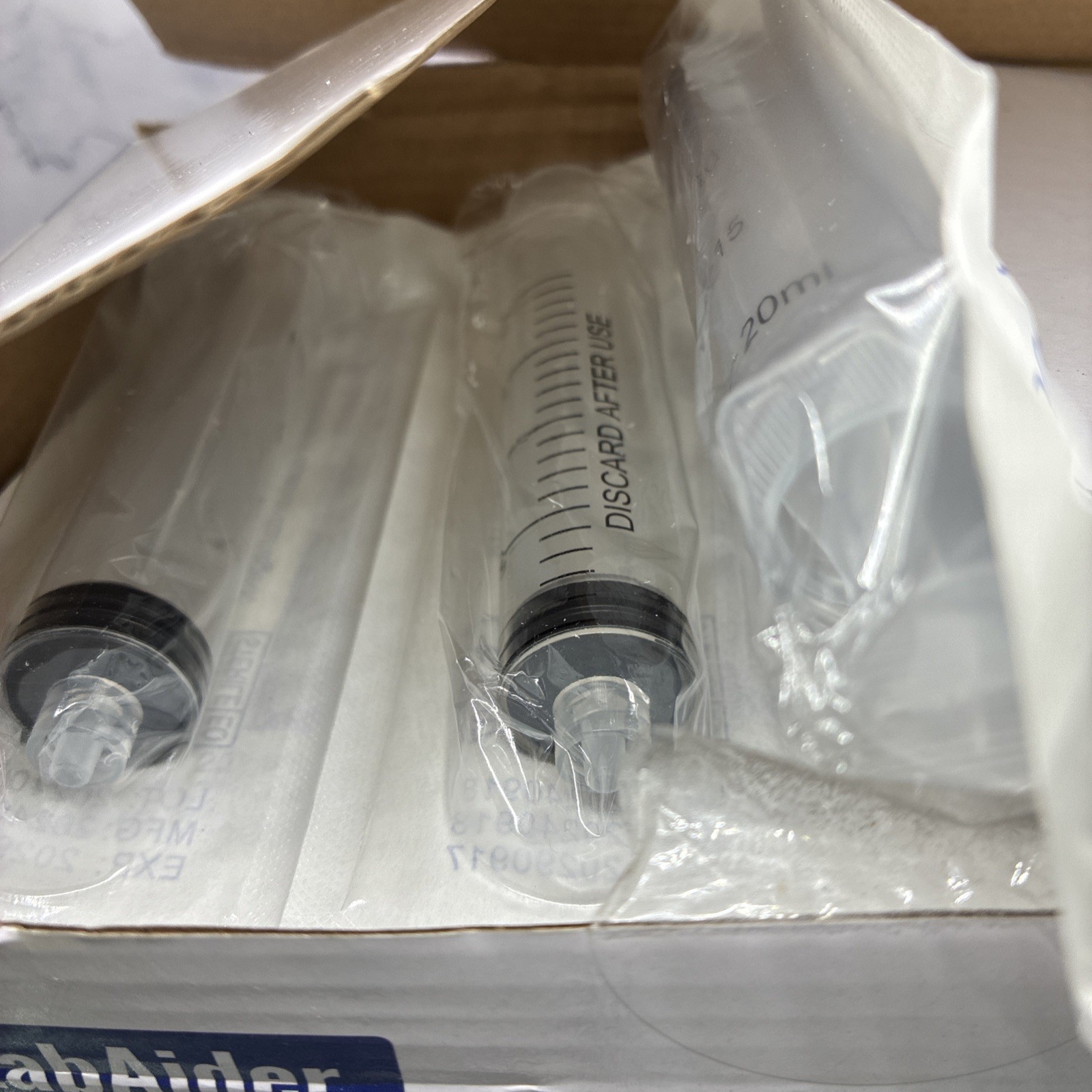 50 Pack Labaider 20 ML Disposable Sterile EO Syringe Luer Lock Tip With Cover