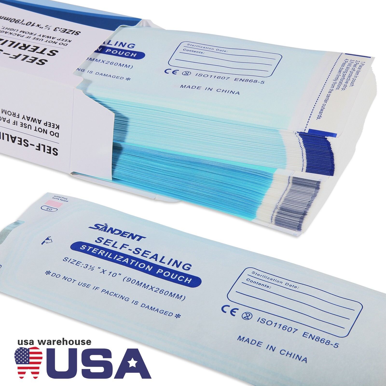 400 3.5″x10″ Self-ing Sterilization Pouch Sterilizer Bag Autoclave to