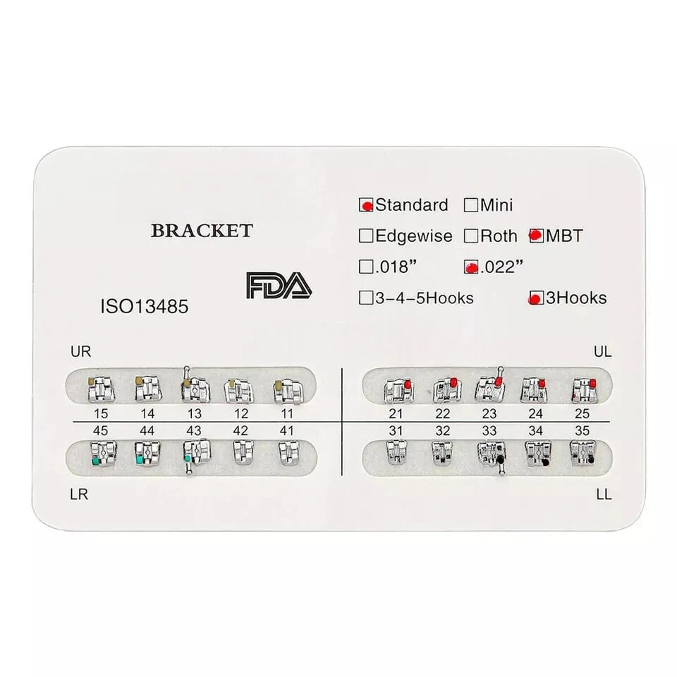 Dental Orthodontic Brackets Braces Mini Standard Roth MBT.022/.018 Hooks 3/3-4-5