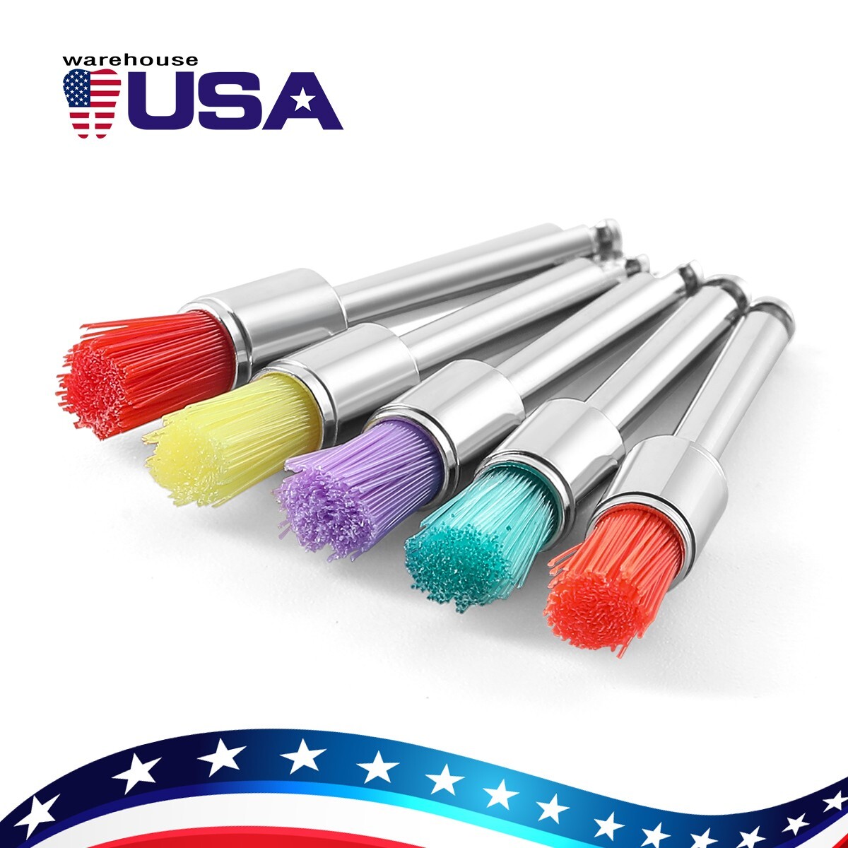 100Pcs USPS Dental Colorful Nylon Bowl Polishing Polisher Prophy Brushes Flat