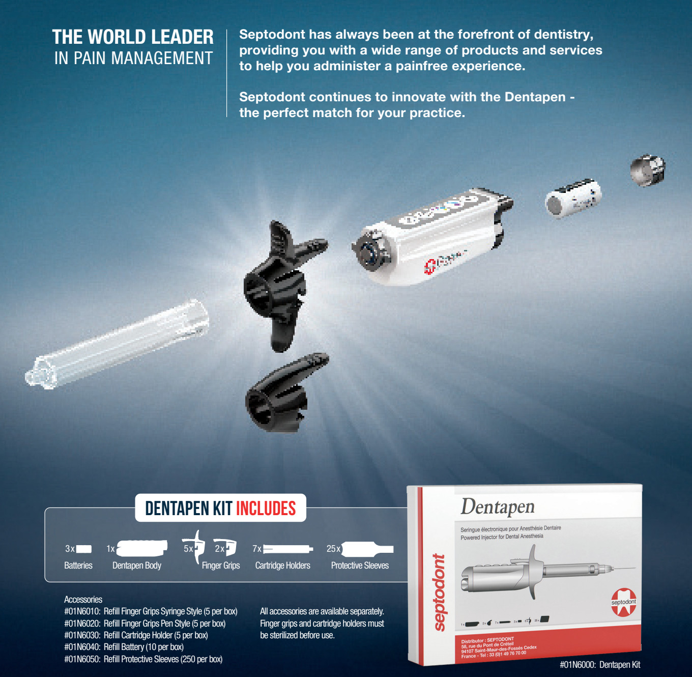 Genuine Dentapen Anes Injector – Kit: 1 Electronic Syringe, 7 Cartridge Holders