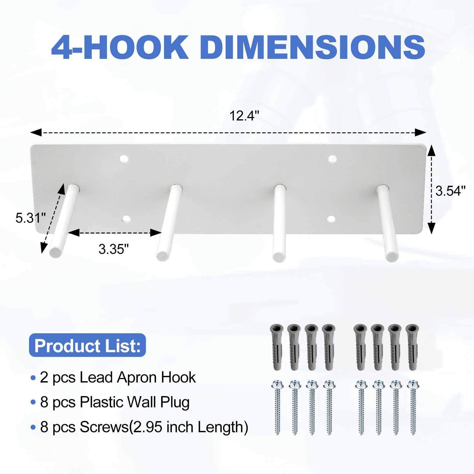 2PCS X-Ray Apron Glove Rack Wall Mount Steel Lead Apron Hanger 4 Pegs Heavy Duty
