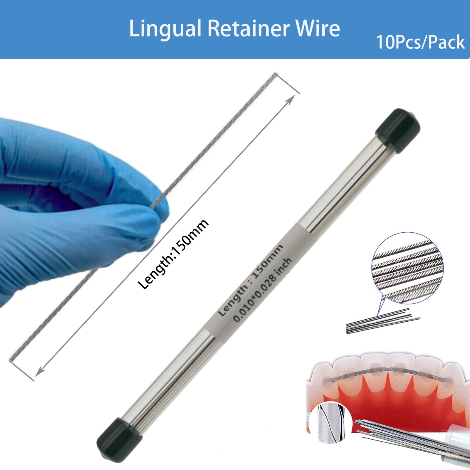 US 10 Pcs Dental Orthodontic Flat Strand Stainless Steel Lingual Retainer Wire