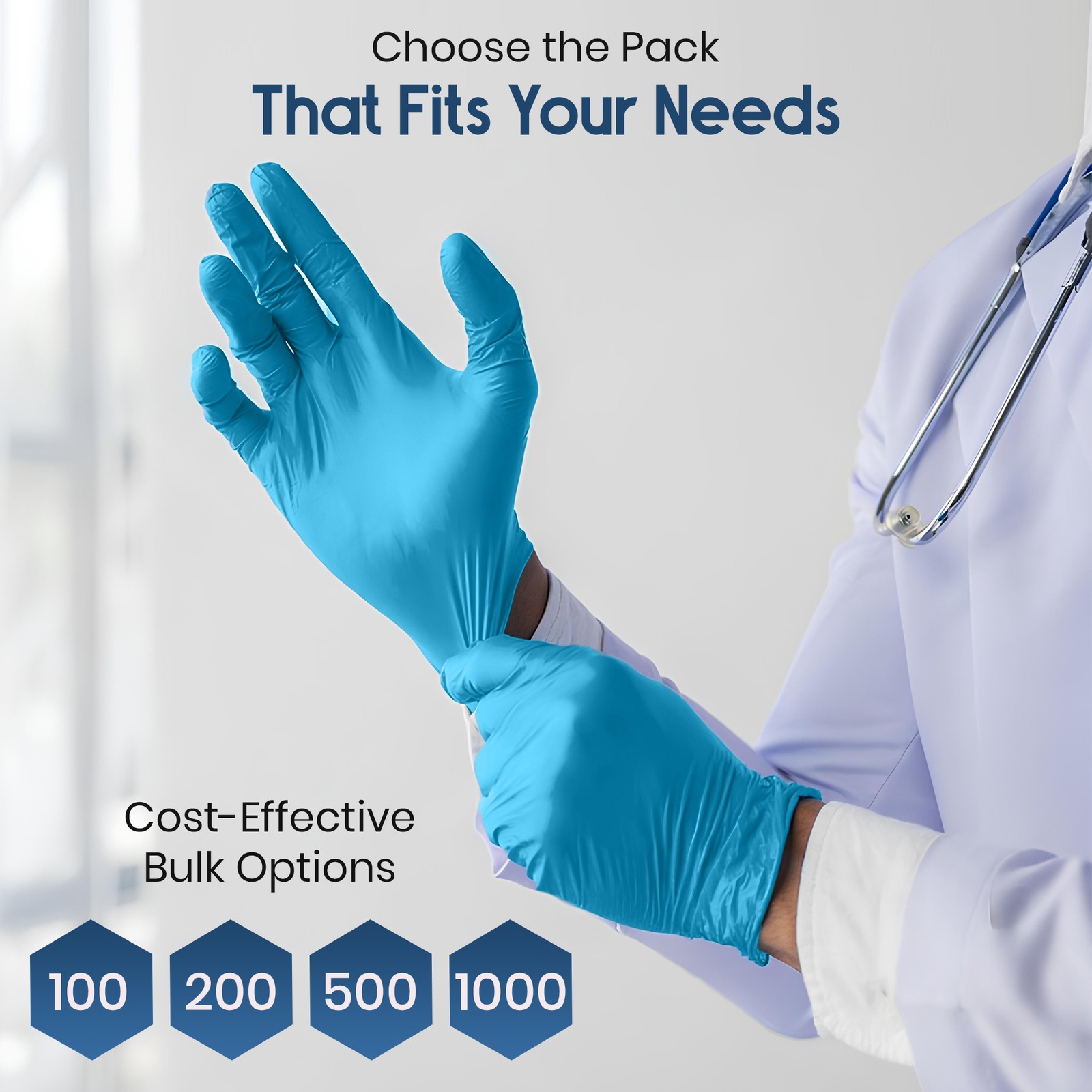 Nitrile Disposable Gloves 4 Mil Powder Free Latex Free Exam Medical Blue