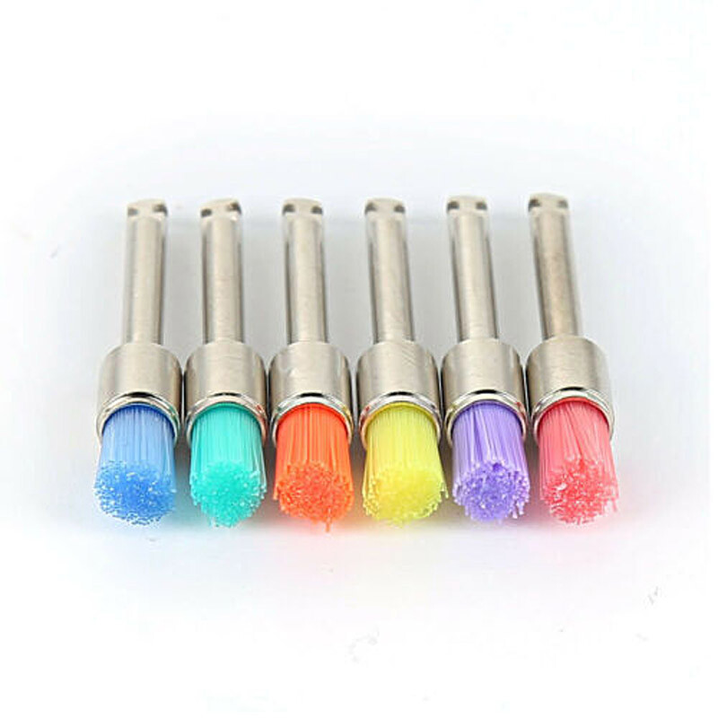 100pcs Dental Colorful Nylon Bowl Polishing Brushes Polisher Prophy Flat Type