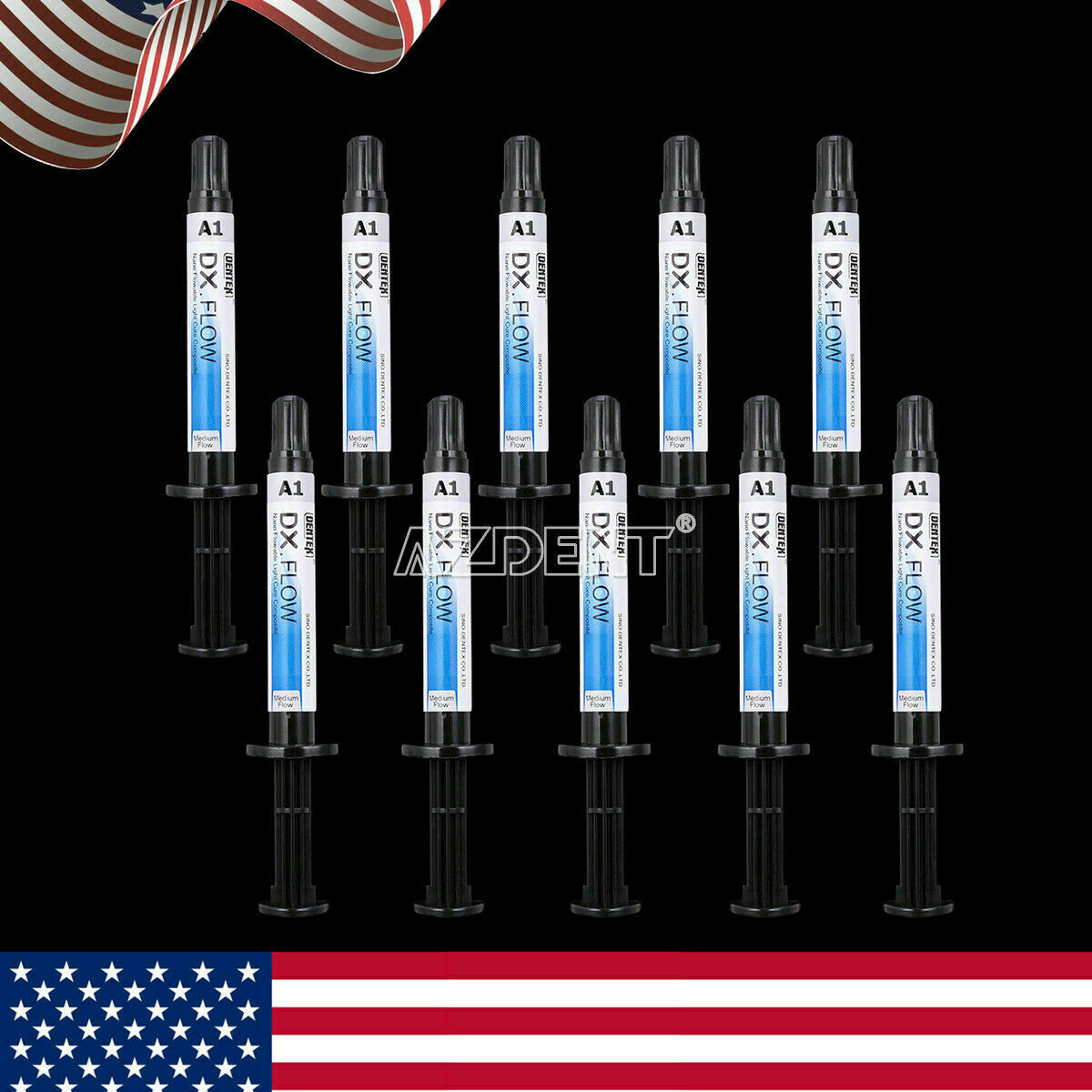 DENTEX Dental Flowable Light Cure Hybrid Composite Resin Medium Flow A1 3g/Kit