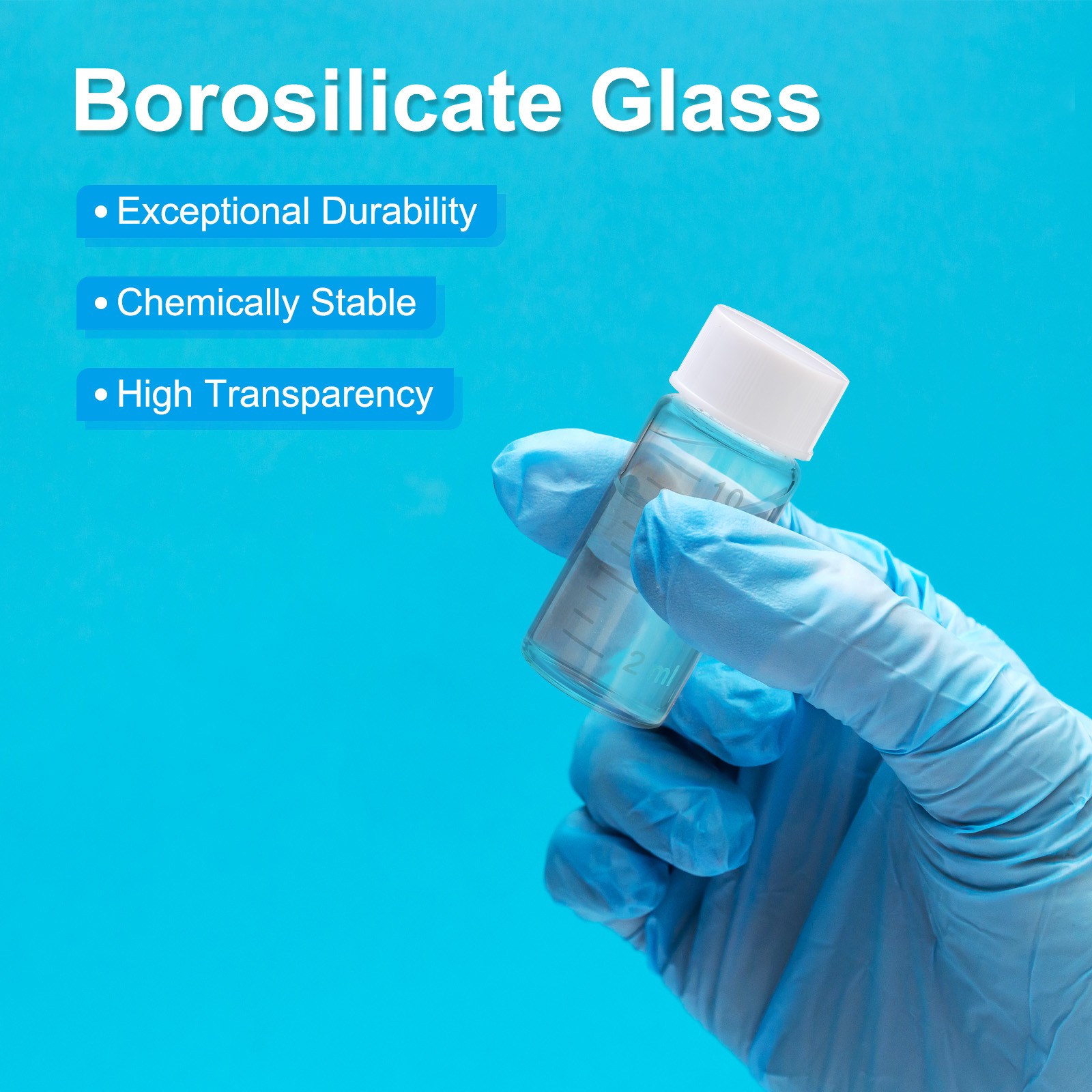 10pcs 15ml Small Clear Glass Vials with White Screw Cap Glass Graduated