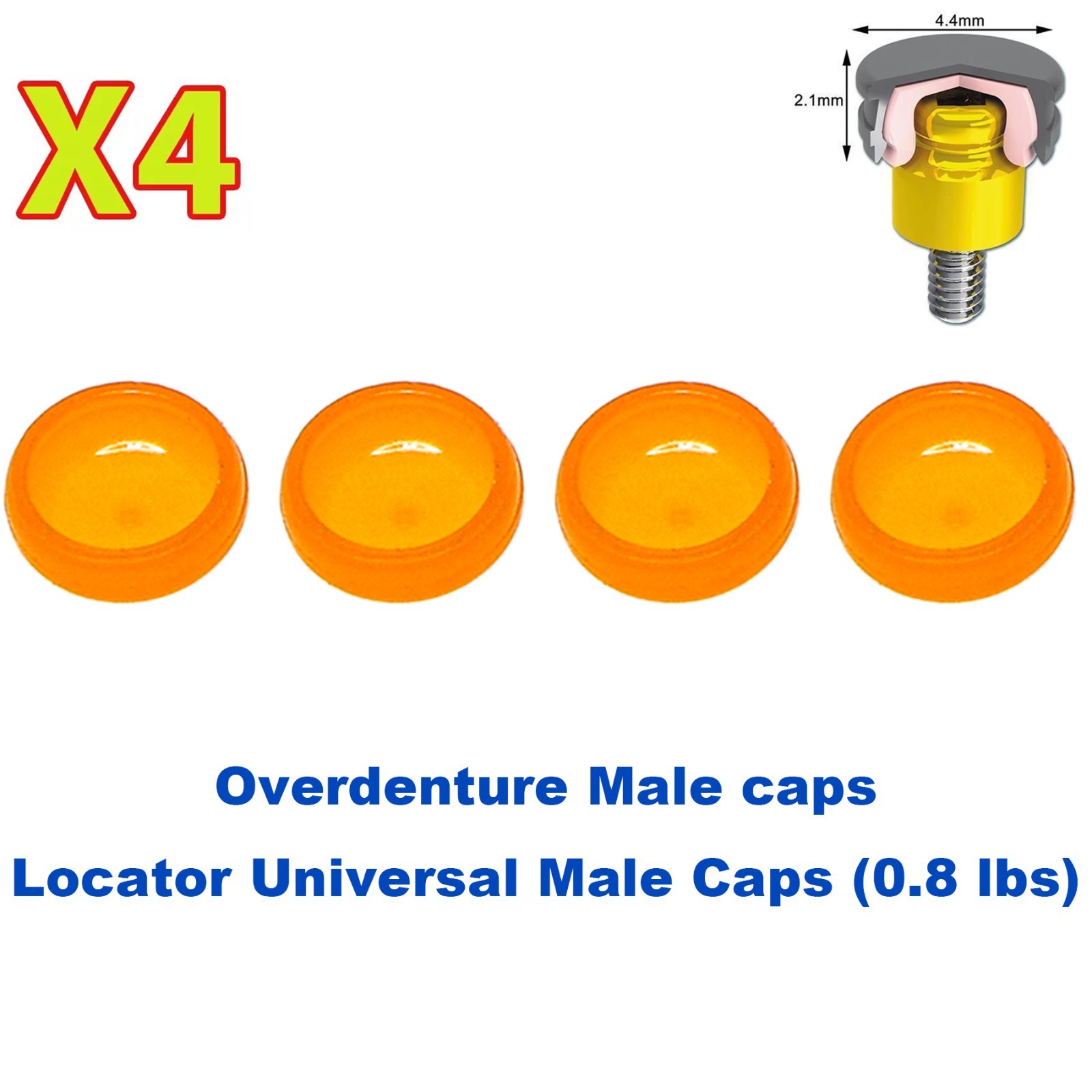 US 4Pcs Dental Implant Overdenture Retention Caps For Locator Abutment Insertion