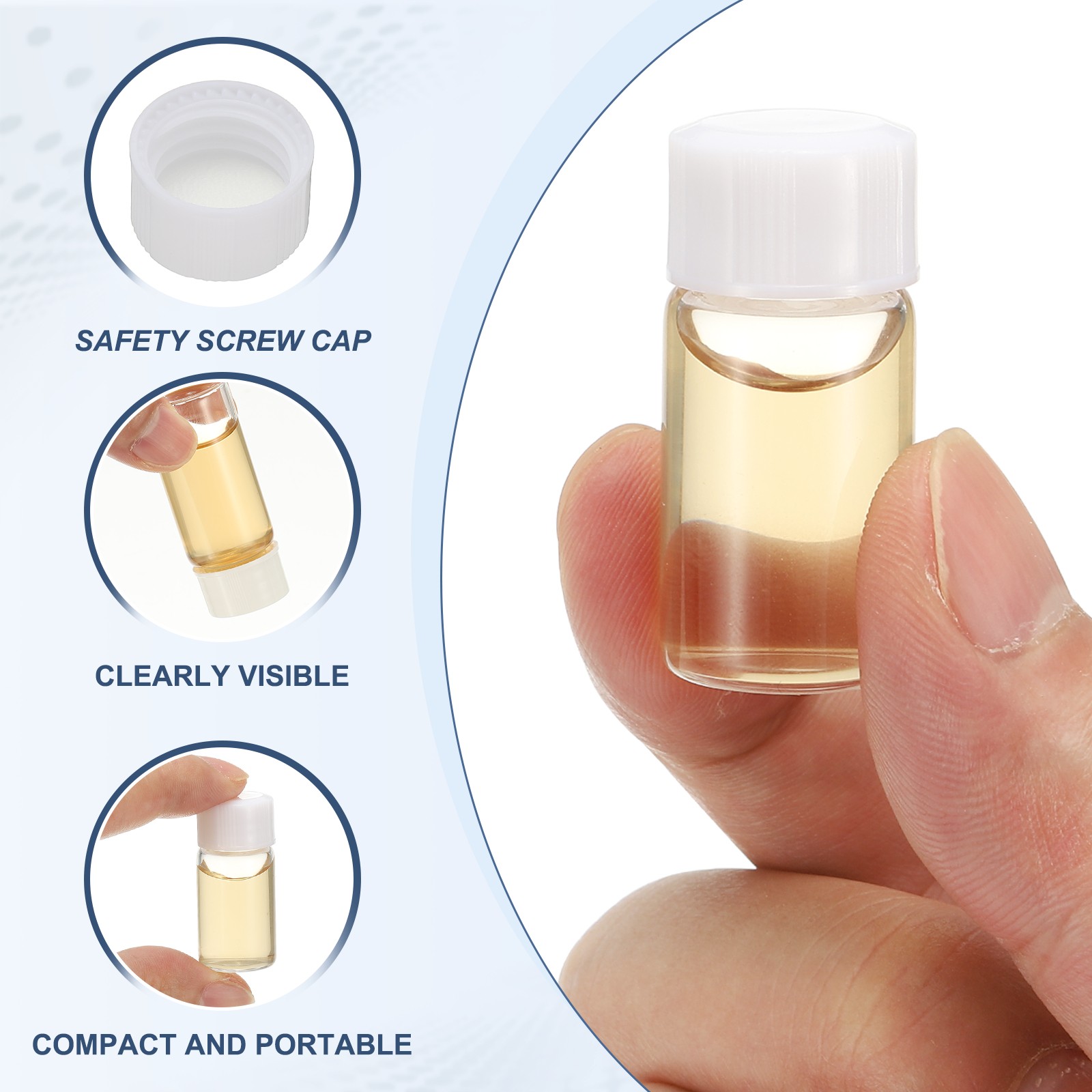 3ml Clear Glass Vials, 10Pcs Sample Vials Reagent Media Bottle