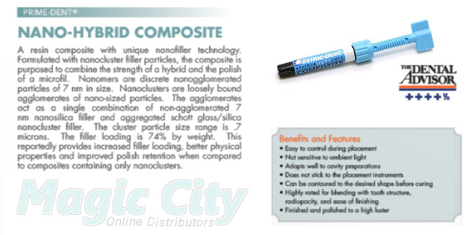 Prime-Dent Light Cure Nano-Hybrid Dental Resin Composite Syringe – BLEACH WHITE