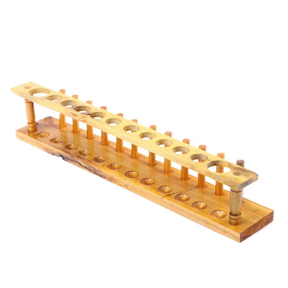Wooden 12 Tube Test Stand Holder for Laboratory Storage Light Brown Design