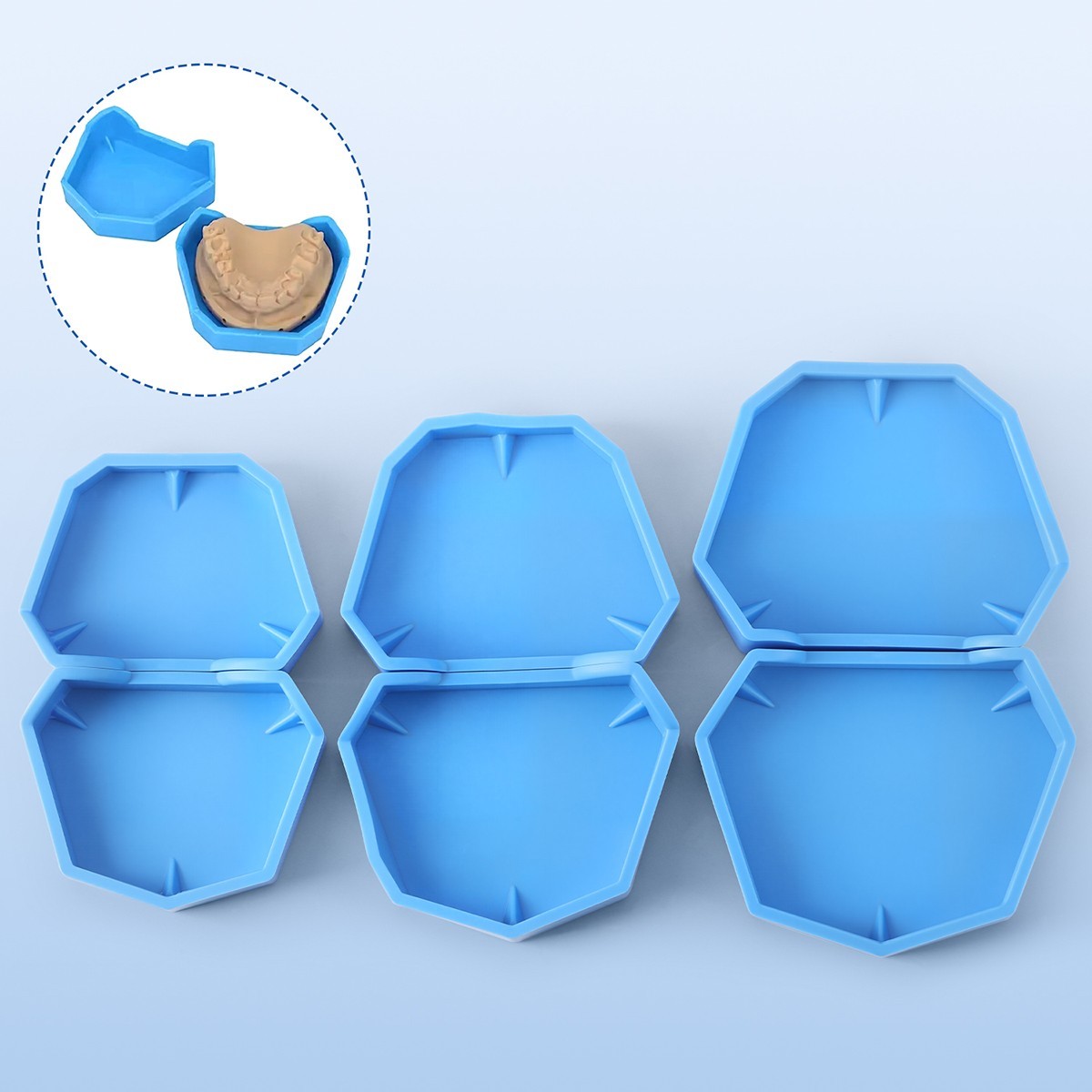 6PCS AZDENT Dental Lab Model Former Base Molds Set Silicone Mould Tray Base