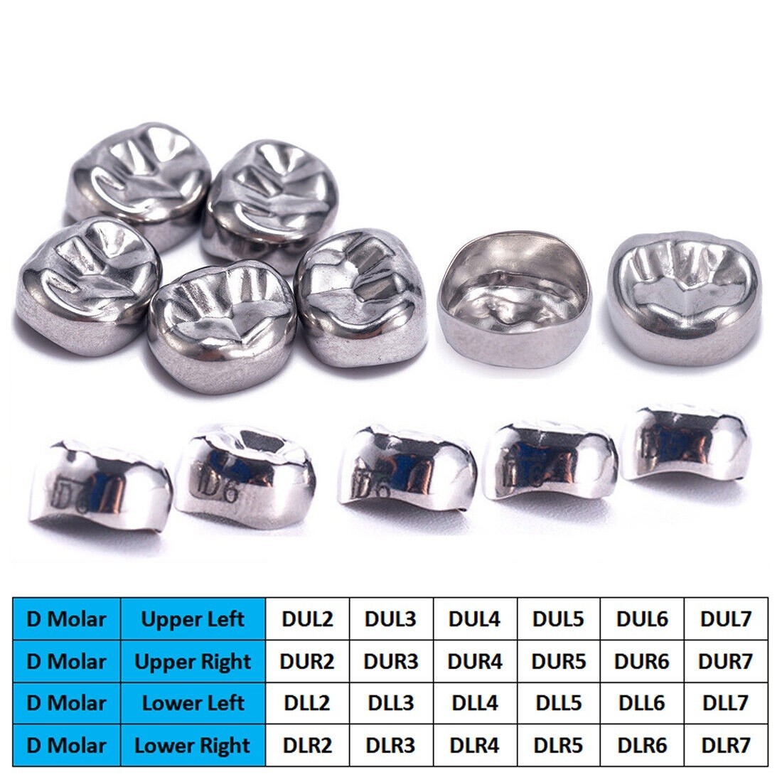 Dental Kids Crown Stainless Steel Primary Molar Pediatric Crowns D/E 48pcs Set