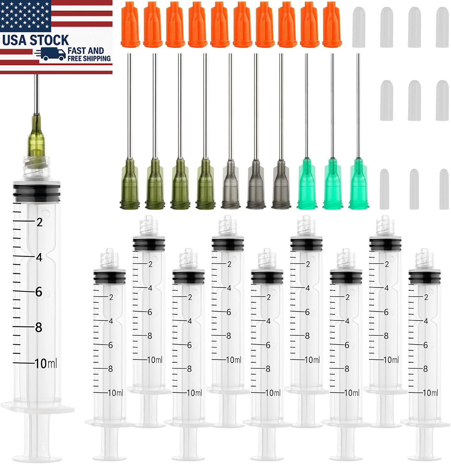 10ml Glue Applicator Syringe with 14G/16G/18G Blunt Tips – For Ink, Epoxy, Craft