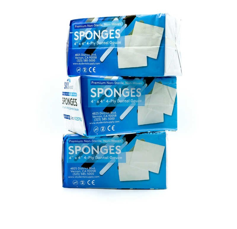 Dental 4×4 4 Ply Non Woven NS Cotton Gauze Sponge SKY Choice 2000/Case