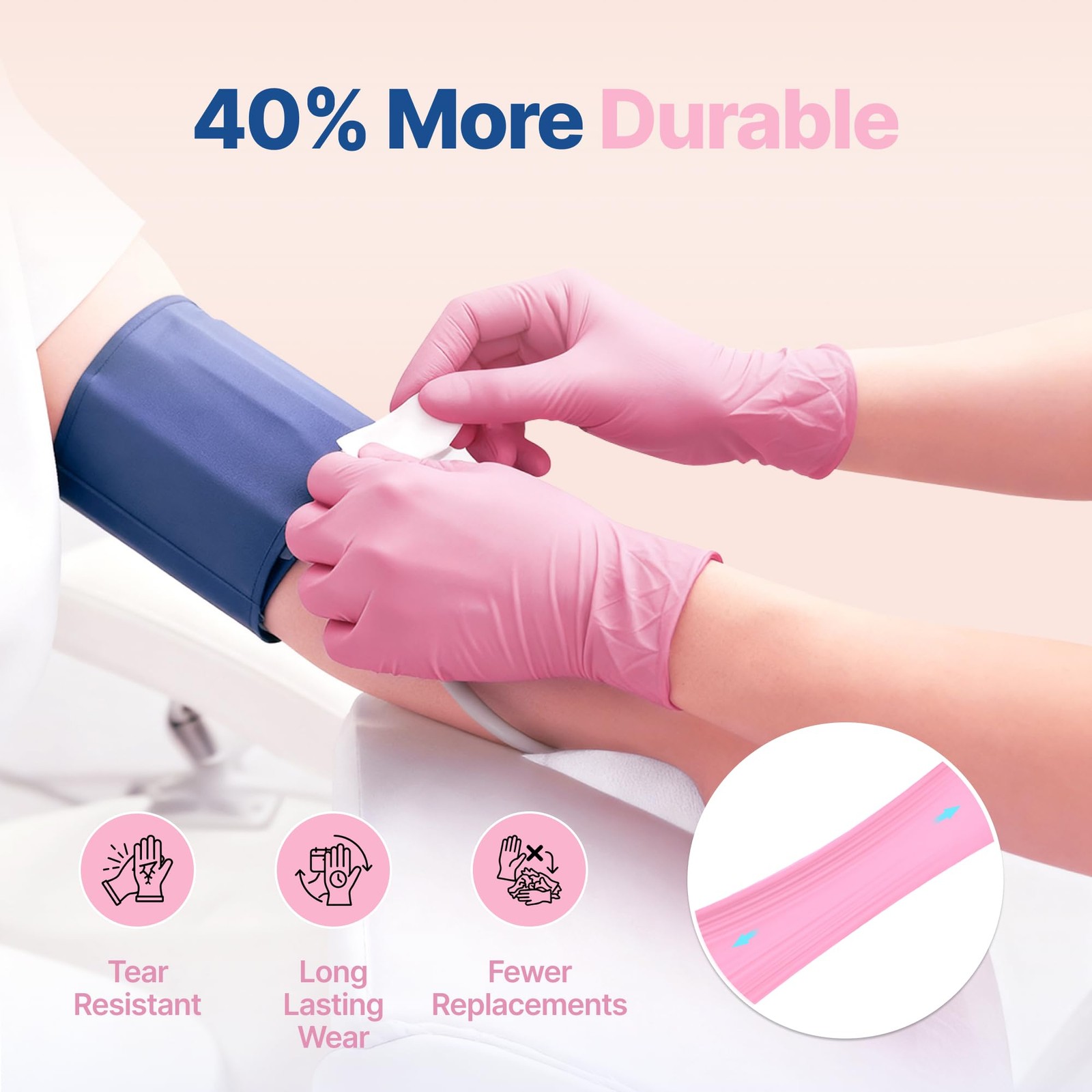 Schneider Nitrile Exam Gloves, 4-mil Medical Gloves Small, Cherry Blossom