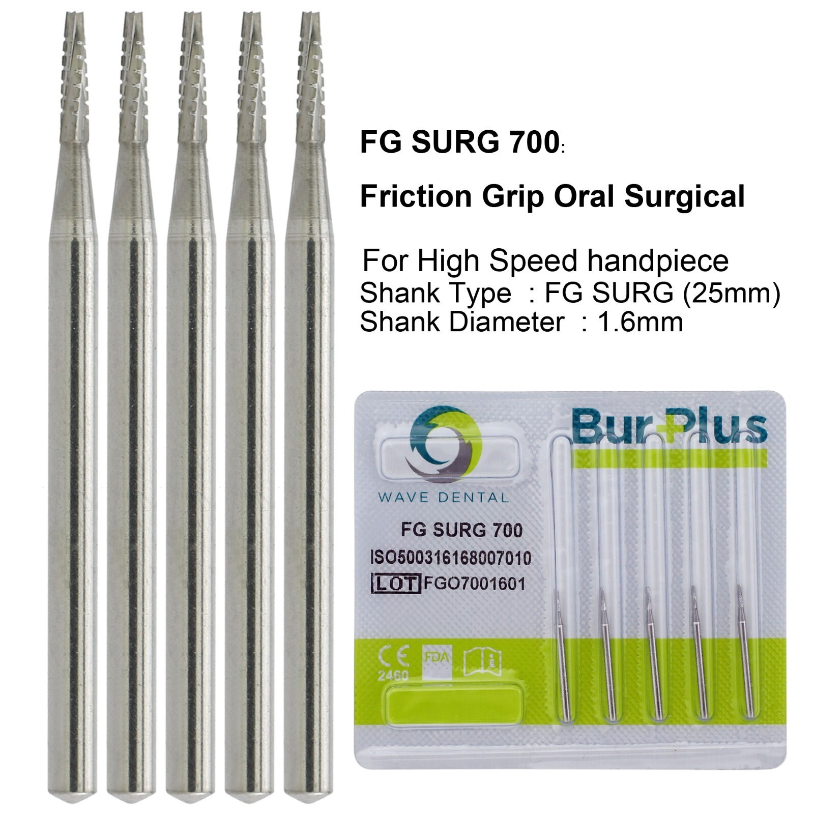 WAVE Dental FG SURG Burs FGOS Surgical Long Taper Fissure Carbide Bur 702L 700