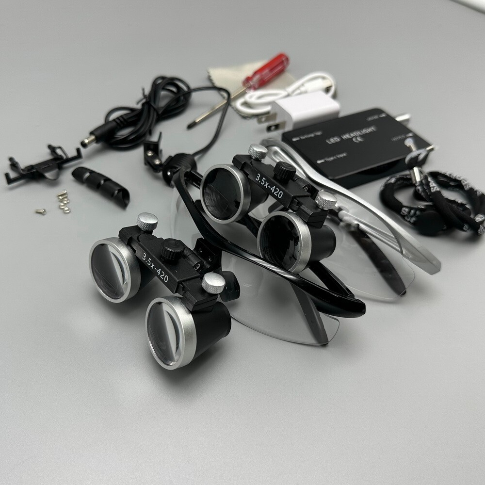 3.5X-420 Dental Binocular Loups Clip-on Magnifying Loupe for Glasses US/EU Plug