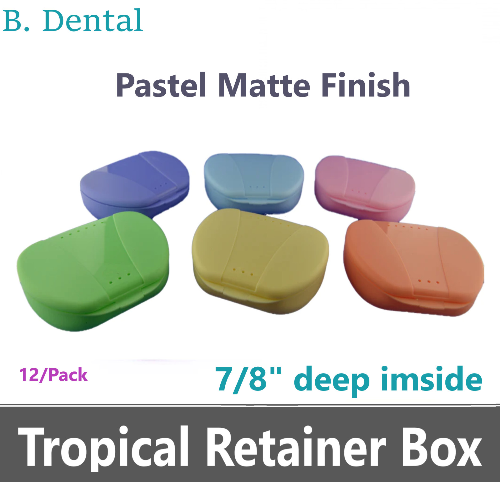 12 /Bx Dental Ortho Retainer Boxes Denture Case, Mouthguard Containers Box