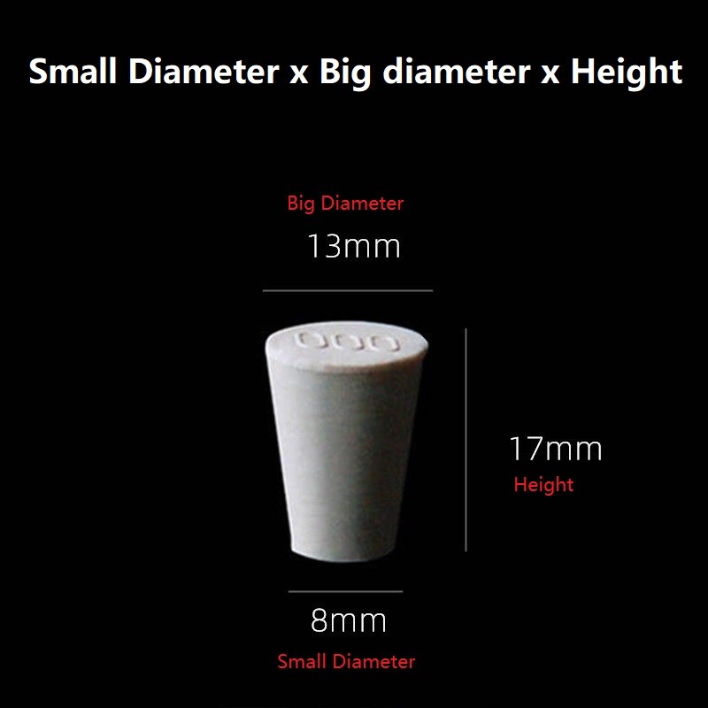 White Rubber Stopper Bungs Laboratory Solid Hole Stopper Tapered Flask 27 Sizes